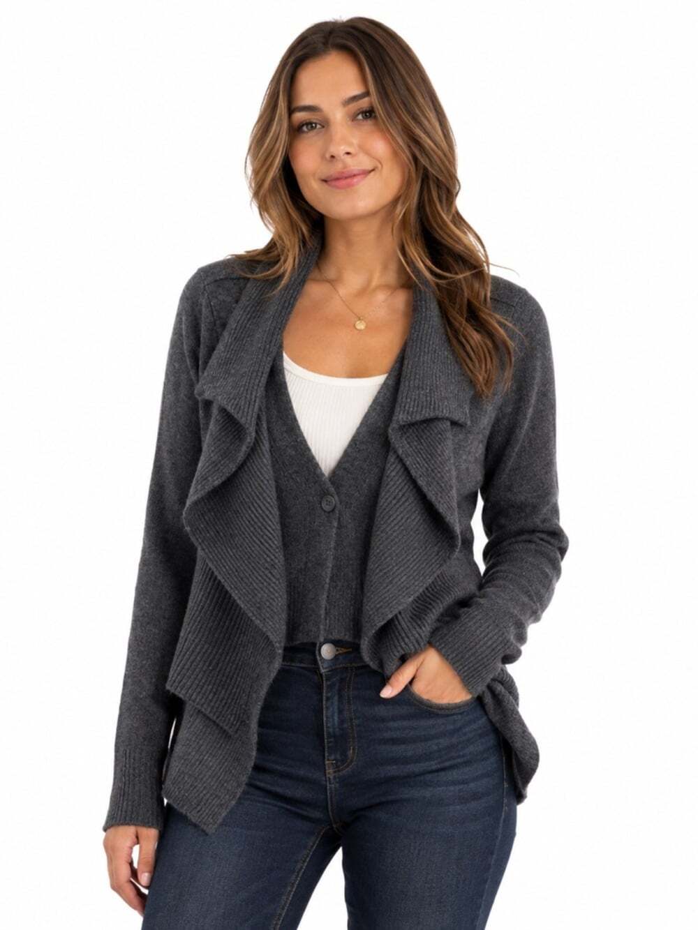 Anthropologie Moth Wool Sweater XL Ruffled Long Sleeve Button Front Cardigan